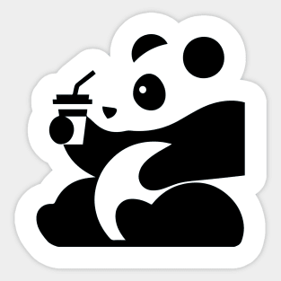 Cute panda drinks coffee Sticker